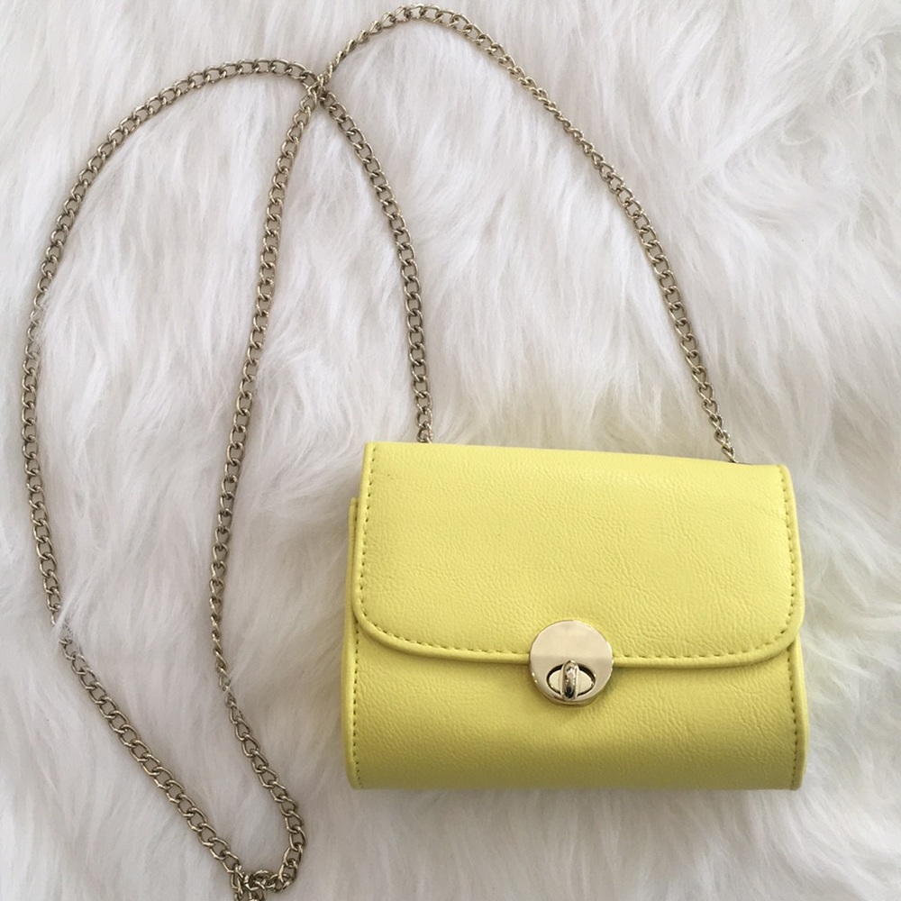 H&M Yellow Clutch Small Chain Handbag